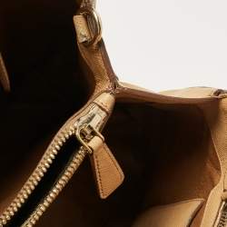 Prada Tan Saffiano Cuir Leather Open Promenade Satchel