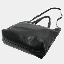 Prada Black Triangle Logo Leather Shoulder Bag