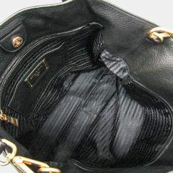 Prada Black Triangle Logo Leather Shoulder Bag