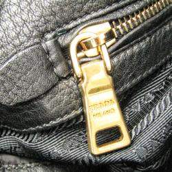 Prada Black Triangle Logo Leather Shoulder Bag