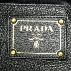 Prada Black Triangle Logo Leather Shoulder Bag