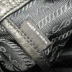 Prada Black Triangle Logo Leather Shoulder Bag