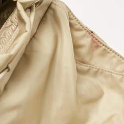 Prada Beige Nylon and Leather Drawstring Backpack