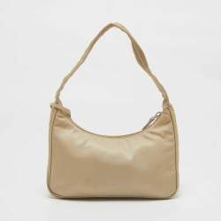 Prada Beige Nylon Mini Re-Edition 2000 Baguette Bag