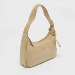 Prada Beige Nylon Mini Re-Edition 2000 Baguette Bag