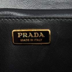Pre Owned Prada Green/Black Leather Cahier Flap Shoulder Bag