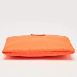 Prada Neon Orange Nylon Chain Clutch