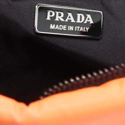 Prada Neon Orange Nylon Chain Clutch
