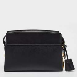Pre Owned Prada Black City Calf and Saffiano Leather Esplanade Crossbody Bag