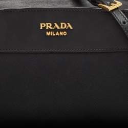 Pre Owned Prada Black City Calf and Saffiano Leather Esplanade Crossbody Bag