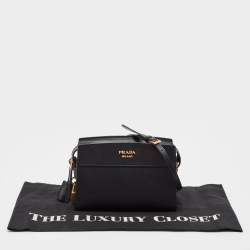 Pre Owned Prada Black City Calf and Saffiano Leather Esplanade Crossbody Bag