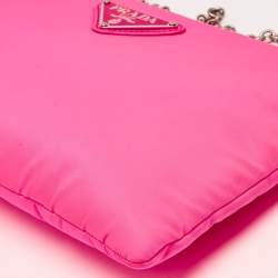 Prada Neon Pink Soft Nylon Chain Pochette