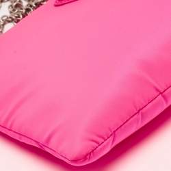 Prada Neon Pink Soft Nylon Chain Pochette