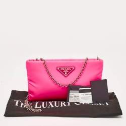 Prada Neon Pink Soft Nylon Chain Pochette