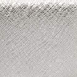 Prada Silver Saffiano Lux Leather Flap Chain Clutch