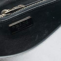 Prada Silver Saffiano Lux Leather Flap Chain Clutch