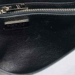 Prada Silver Saffiano Lux Leather Flap Chain Clutch