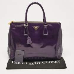 Prada Purple Patent Leather Medium Double Zip Galleria Tote