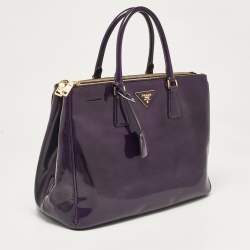 Prada Purple Patent Leather Medium Double Zip Galleria Tote