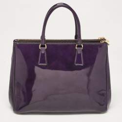 Prada Purple Patent Leather Medium Double Zip Galleria Tote