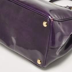 Prada Purple Patent Leather Medium Double Zip Galleria Tote