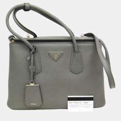 Prada Gray Saffiano Cuir Handbag