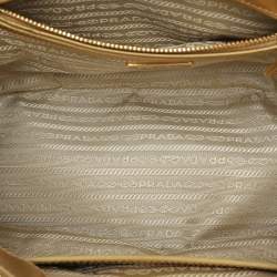 Prada Gold Saffiano Lux Leather Small Double Zip Tote