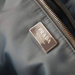 Prada Re-Nylon Black and Blue Riveted Tote Bag