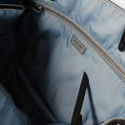 Prada Re-Nylon Black and Blue Riveted Tote Bag