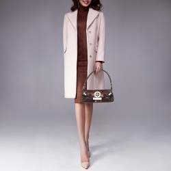 Pre Owned Prada Dark Brown Ostrich Struzzo Bar Bag