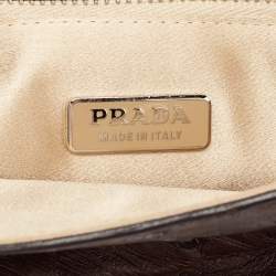Pre Owned Prada Dark Brown Ostrich Struzzo Bar Bag