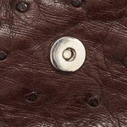 Pre Owned Prada Dark Brown Ostrich Struzzo Bar Bag