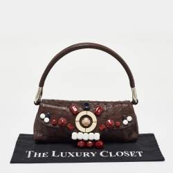 Pre Owned Prada Dark Brown Ostrich Struzzo Bar Bag