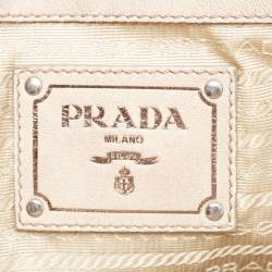 Pre Owned Prada Light Grey Leather Gaufre Tote