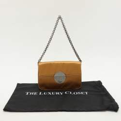 Pre Owned Prada Gold Satin Chain Baguette Shoulder Bag