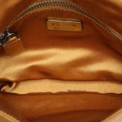 Pre Owned Prada Gold Satin Chain Baguette Shoulder Bag