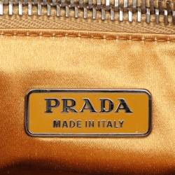 Pre Owned Prada Gold Satin Chain Baguette Shoulder Bag