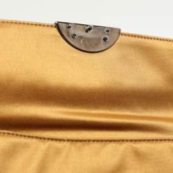 Pre Owned Prada Gold Satin Chain Baguette Shoulder Bag