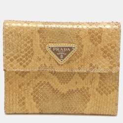Prada Beige Python Trifold Wallet