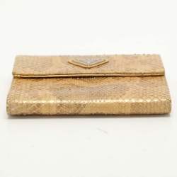 Prada Beige Python Trifold Wallet