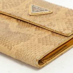 Prada Beige Python Trifold Wallet