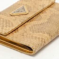 Prada Beige Python Trifold Wallet