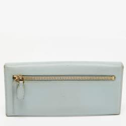 Prada Sky Blue Saffiano Leather Flap Continental Wallet