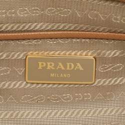 Prada Caramel Saffiano Lux Leather Large Galleria Double Zip Tote