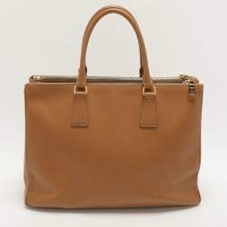 Prada Caramel Saffiano Lux Leather Large Galleria Double Zip Tote