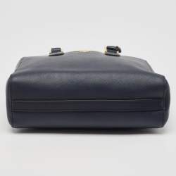 Pre Owned Prada Navy Blue Saffiano Lux and Soft Leather Small Tote