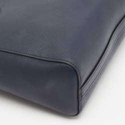 Pre Owned Prada Navy Blue Saffiano Lux and Soft Leather Small Tote