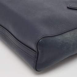 Pre Owned Prada Navy Blue Saffiano Lux and Soft Leather Small Tote