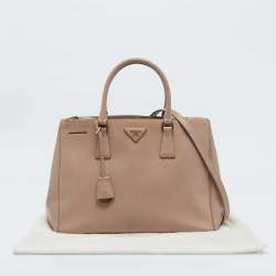 Prada Dusty Pink Saffiano Lux Leather Medium Double Zip Tote