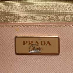 Prada Dusty Pink Saffiano Lux Leather Medium Double Zip Tote